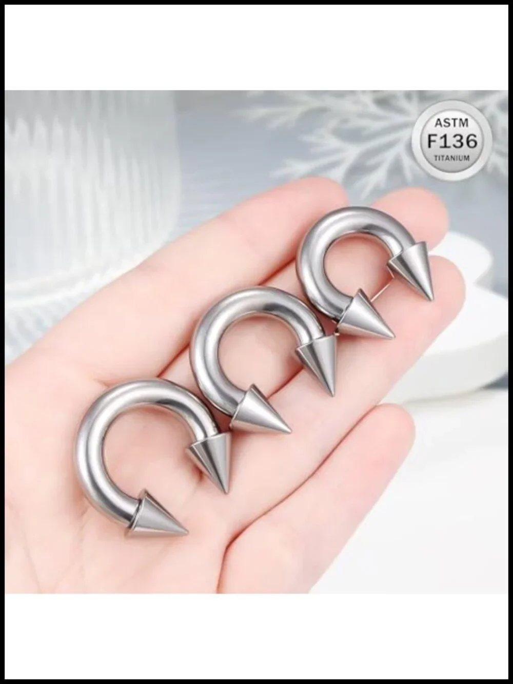 Titanium Horseshoe Septum Ring 3-Piece Internally Threaded Gauges